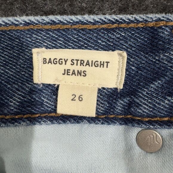 Madewell Jeans Women's 26 Blue Baggy Straight High Rise Raw Hem Denim - Picture 9 of 10